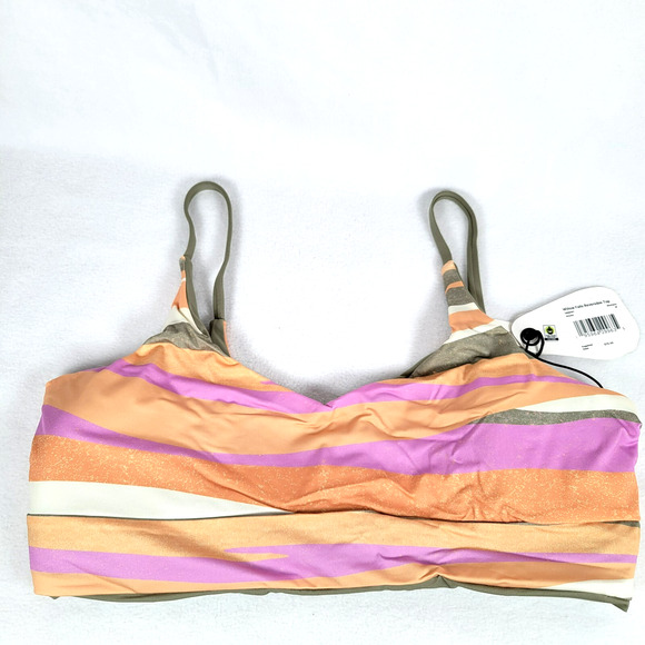 Prana Womens Willow Falls Reversible Striped Swim Bikini Top Size Medium Orange - Picture 1 of 8
